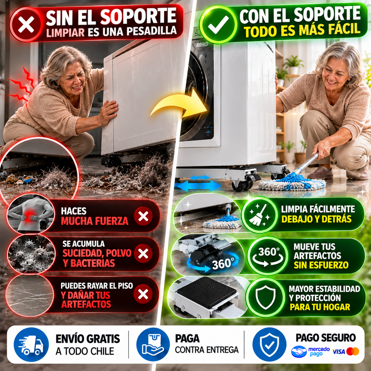 EasyMove PRO™ | Base Móvil Ajustable Multiuso.