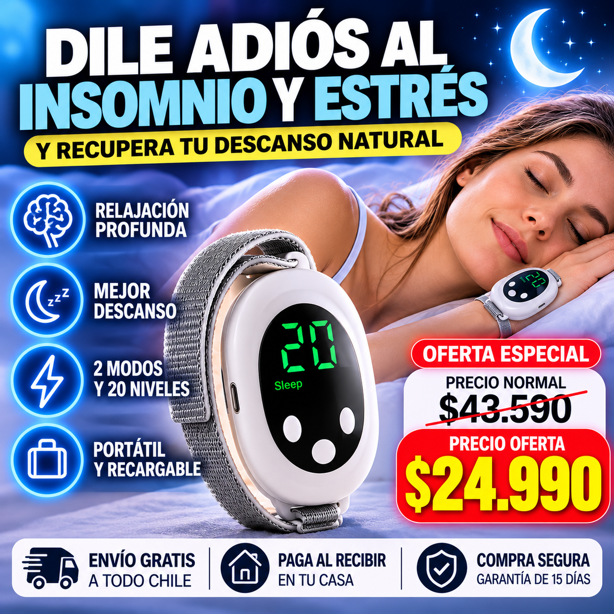 CALMIA™ | Neurocontrolador Portátil del Sueño.