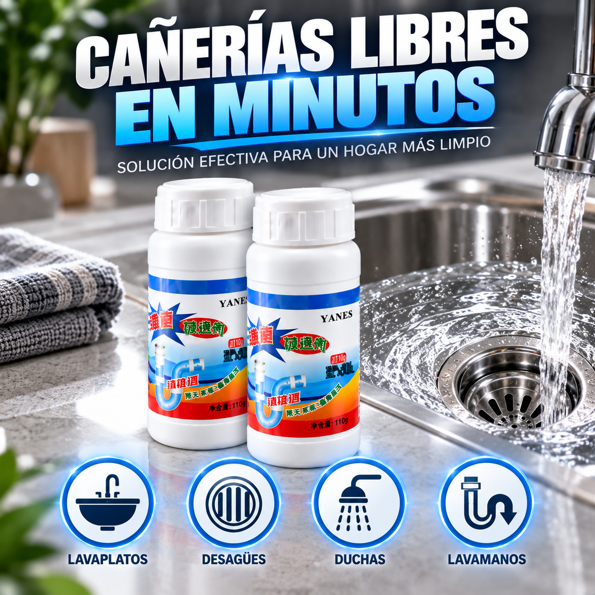 DRAINFLOW™ | DESTAPADOR DE CAÑERIAS PRO.