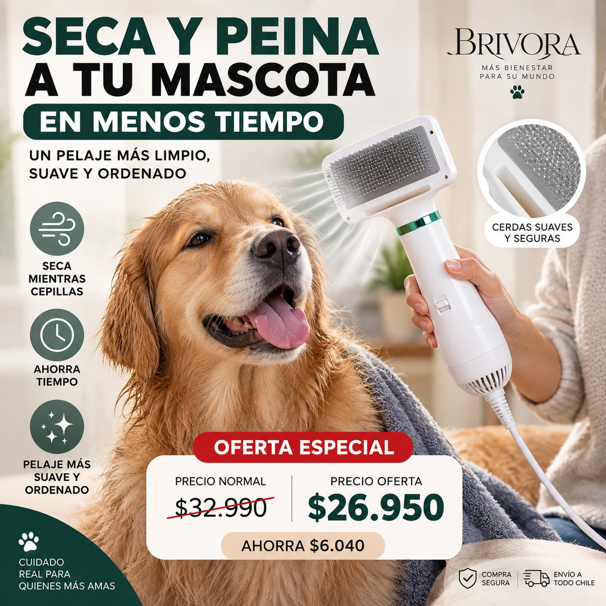 FURFLOW™ | SECADOR Y CEPILLO PARA MASCOTAS