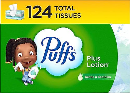 Puffs Plus Lotion Facial Tissue 1 Family Box 124 Tissues Per Box